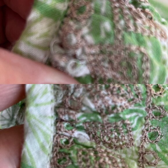 Sigrid Olsen Studio Green Abstract Print Blouse Embroidered Women's Sz L Cotton - Picture 7 of 8